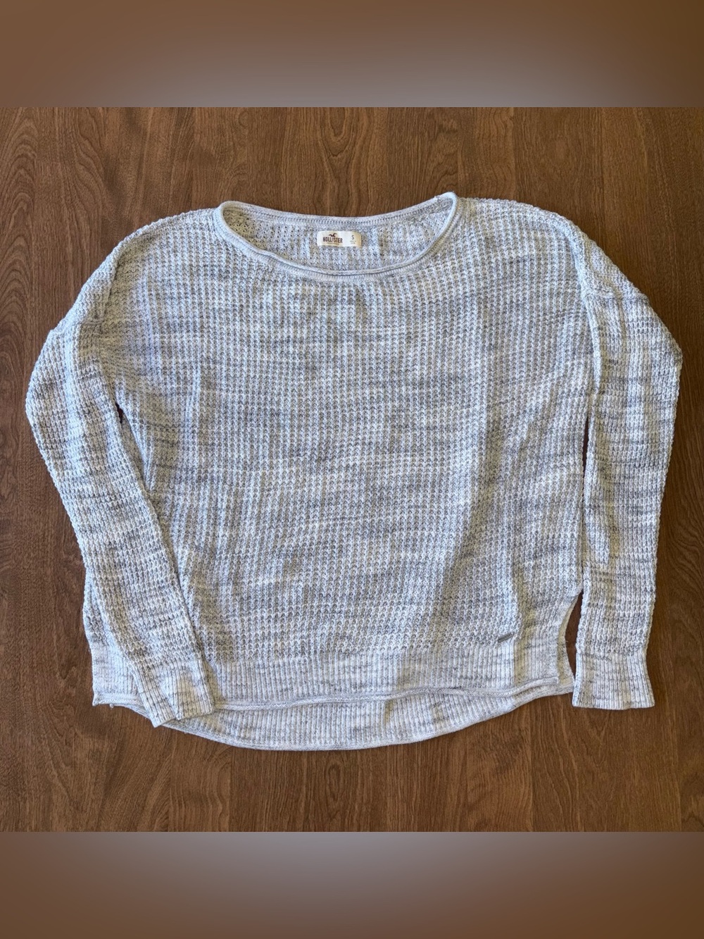 Hollister Light Gray Waffle Knit Crewneck Sweater